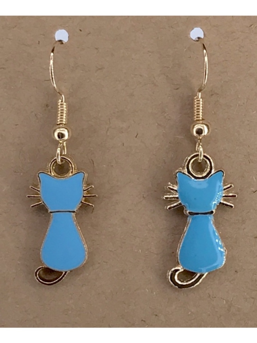 18k Gold Plated Hook Cat Dangle Earrings Fashion Jewelry